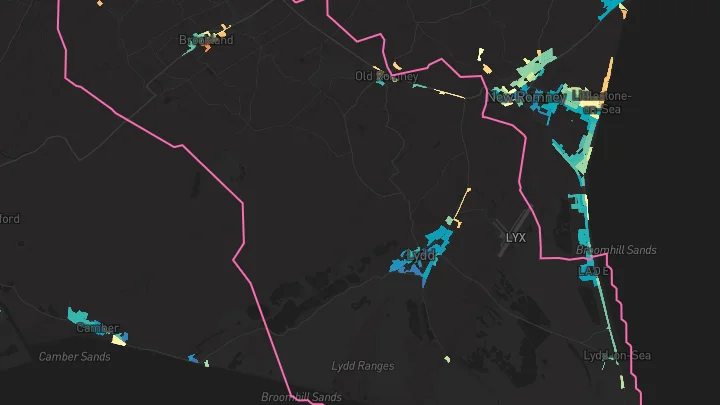 House price heatmap showing property values across Lydd