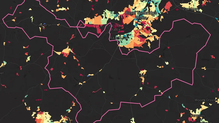 House price heatmap showing property values across Groombridge