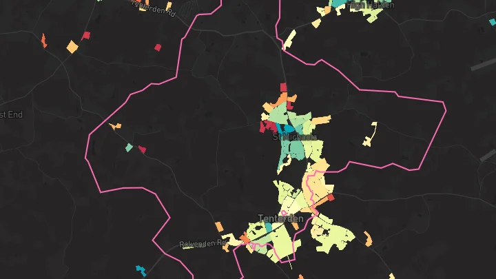 House price heatmap showing property values across Tenterden