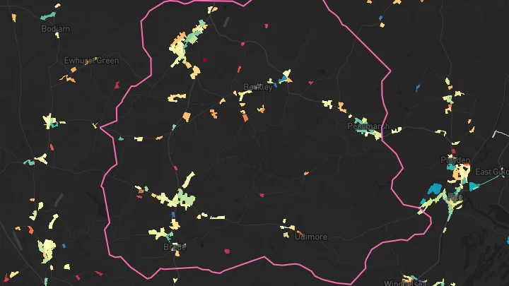 House price heatmap showing property values across Northiam