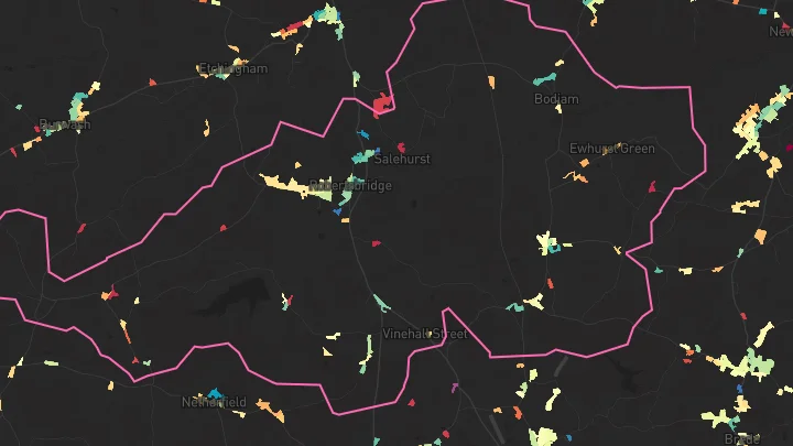 House price heatmap showing property values across Robertsbridge