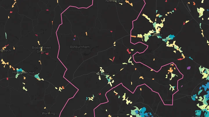 House price heatmap showing property values across Ninfield