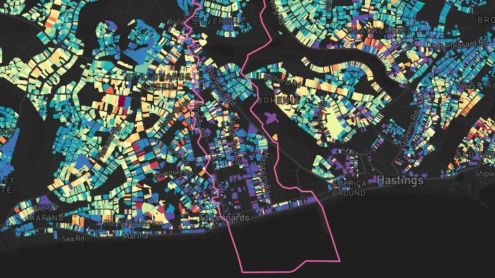 House price heatmap showing property values across St Leonards-On-Sea