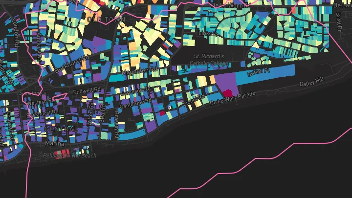 House price heatmap showing property values across Bexhill-On-Sea