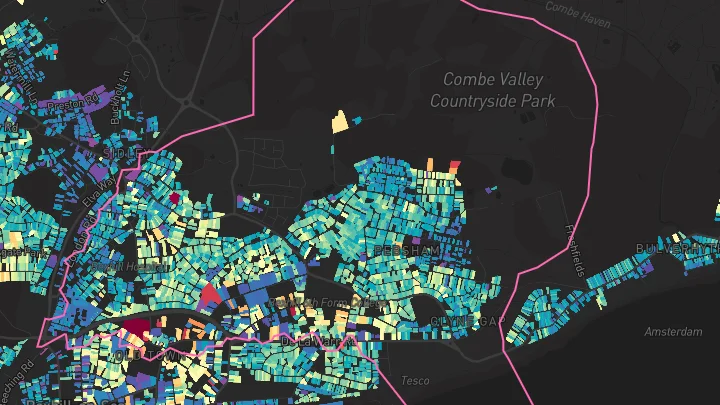 House price heatmap showing property values across Bexhill-On-Sea