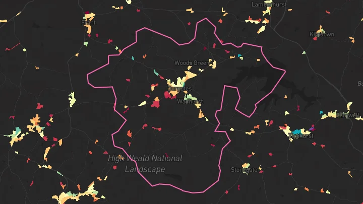 House price heatmap showing property values across Wadhurst
