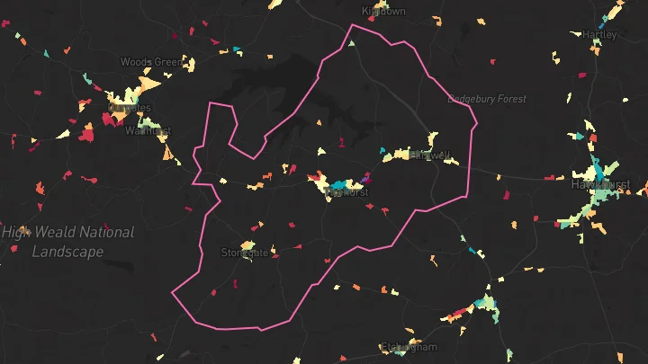 House price heatmap showing property values across Ticehurst