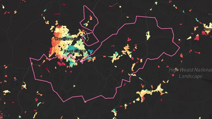 House price heatmap showing property values across Rotherfield