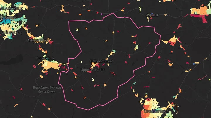 House price heatmap showing property values across Upper Hartfield