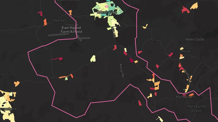 House price heatmap showing property values across Edenbridge