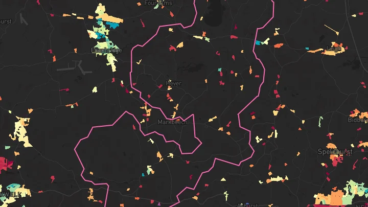 House price heatmap showing property values across Cowden