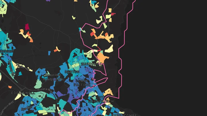House price heatmap showing property values across Torquay