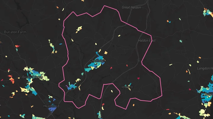 House price heatmap showing property values across Chudleigh