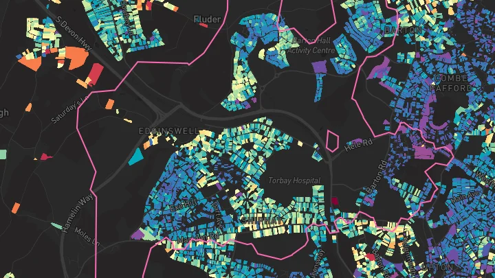 House price heatmap showing property values across Torquay