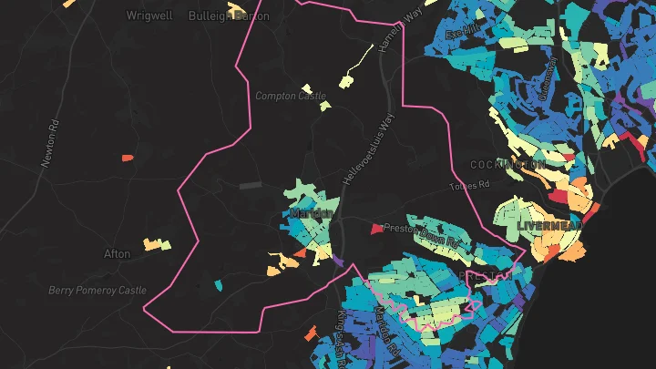 House price heatmap showing property values across Preston