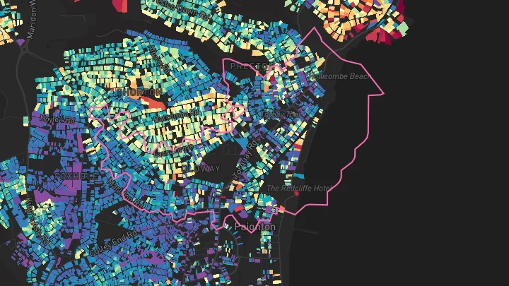 House price heatmap showing property values across Paignton
