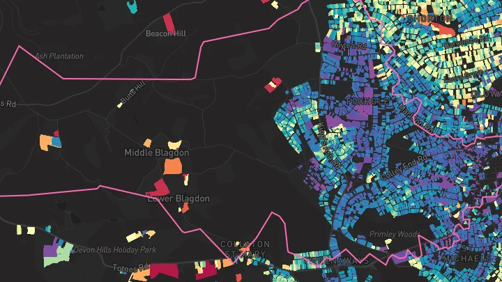 House price heatmap showing property values across Paignton