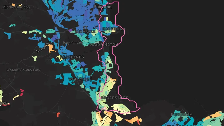 House price heatmap showing property values across Paignton