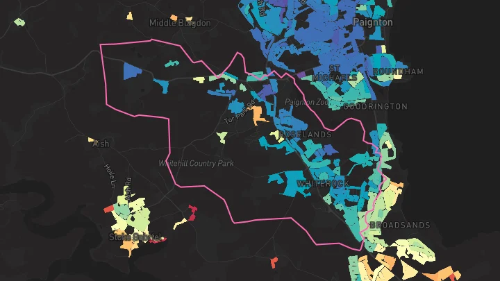 House price heatmap showing property values across Paignton