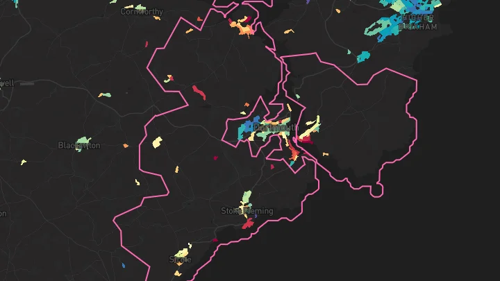 House price heatmap showing property values across Kingswear