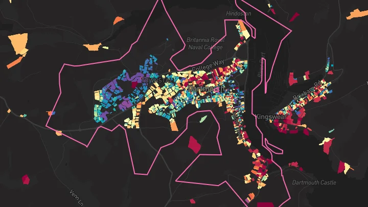 House price heatmap showing property values across Dartmouth