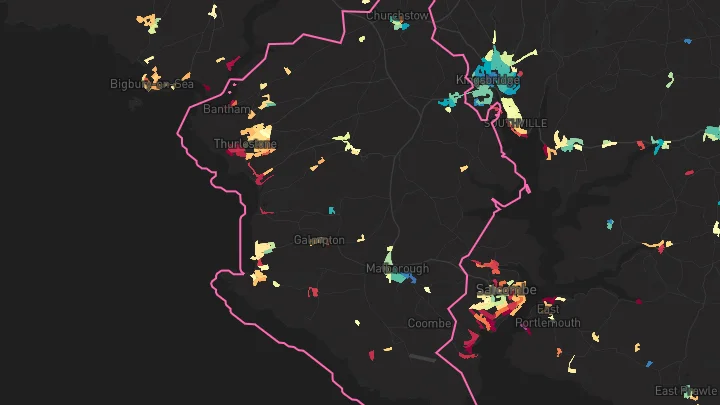 House price heatmap showing property values across Malborough
