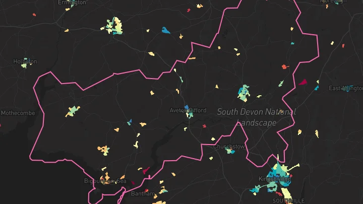 House price heatmap showing property values across Loddiswell