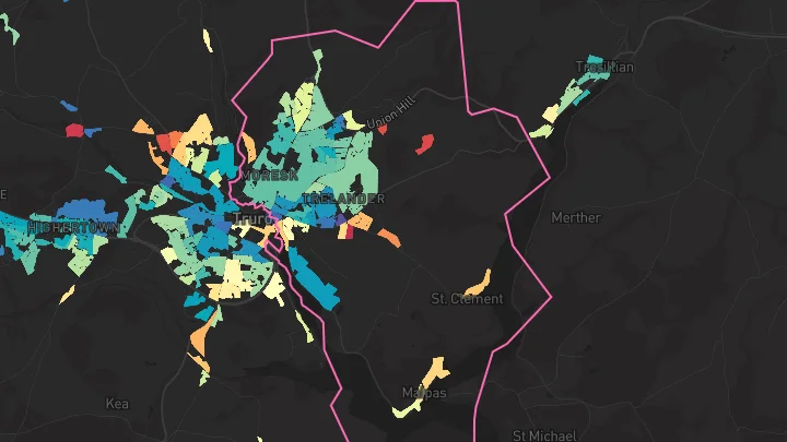 House price heatmap showing property values across Truro