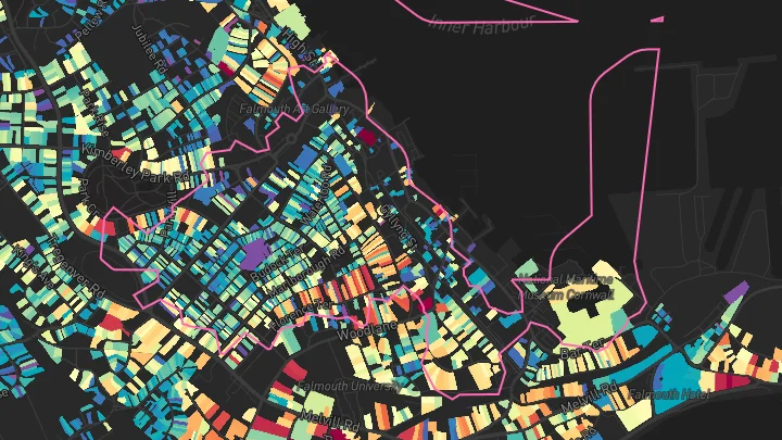 House price heatmap showing property values across Falmouth