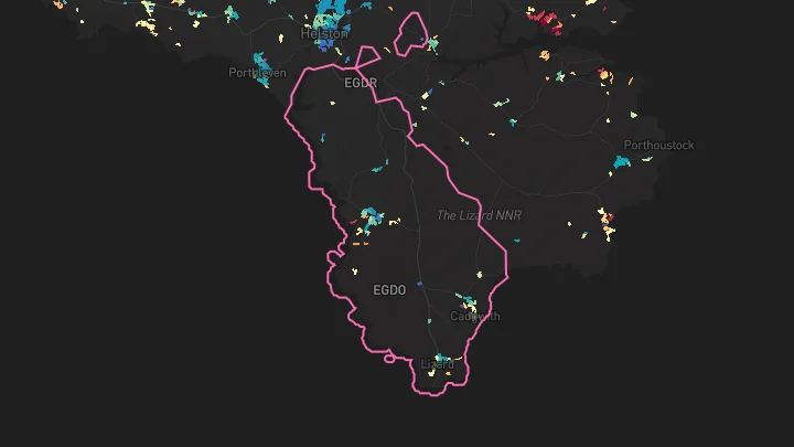 House price heatmap showing property values across Mullion