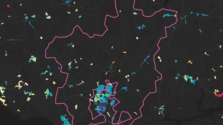 House price heatmap showing property values across Helston
