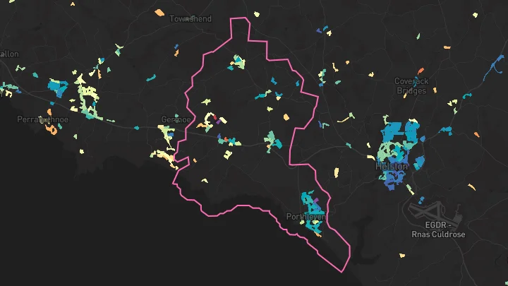 House price heatmap showing property values across Porthleven