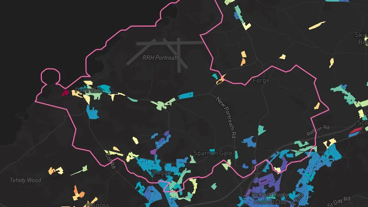 House price heatmap showing property values across Illogan
