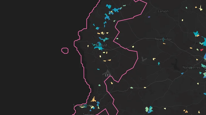 House price heatmap showing property values across St Just
