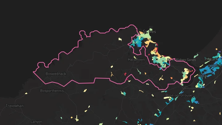 House price heatmap showing property values across Lelant
