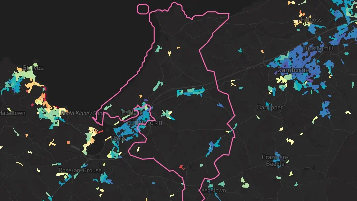 House price heatmap showing property values across Connor Downs