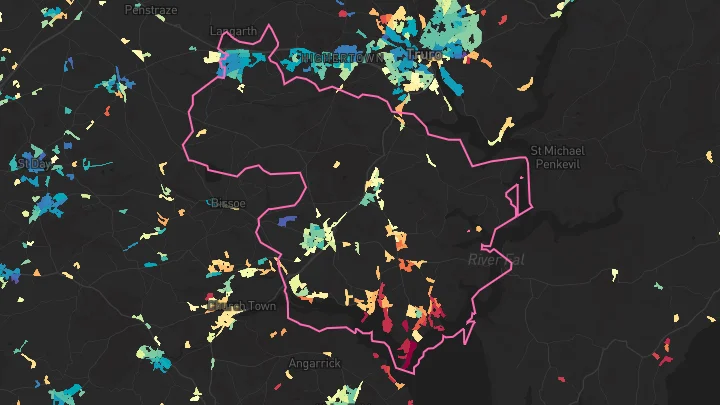 House price heatmap showing property values across Threemilestone
