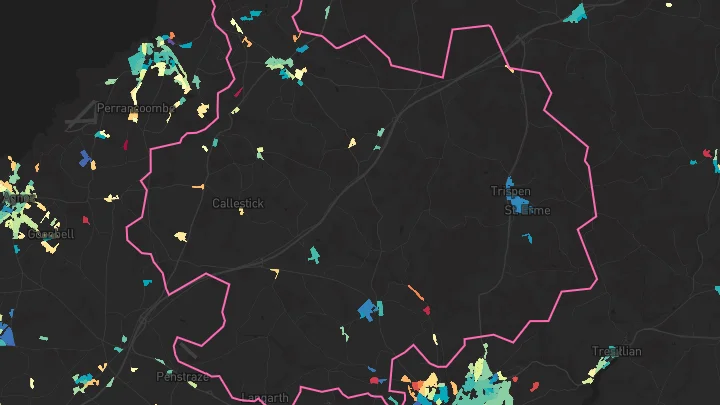 House price heatmap showing property values across St Erme