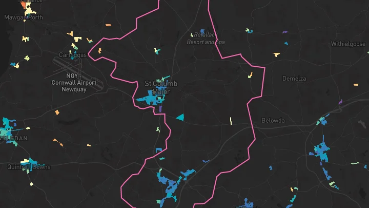 House price heatmap showing property values across Fraddon