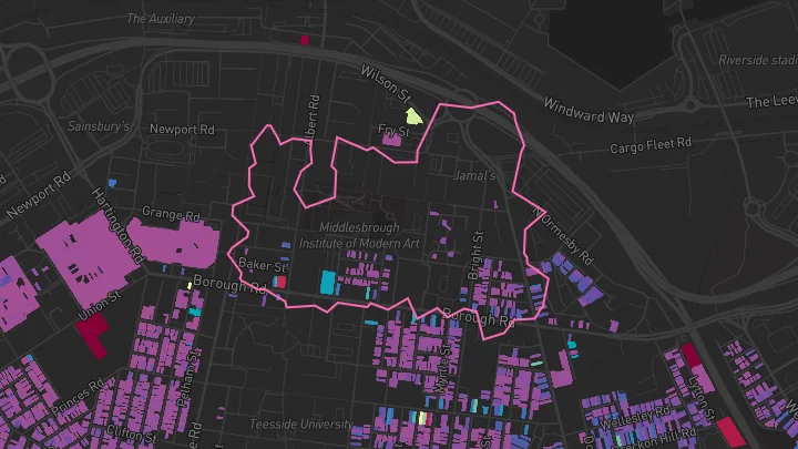 House price heatmap showing property values across Middlesbrough