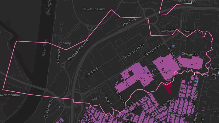 House price heatmap showing property values across Middlesbrough