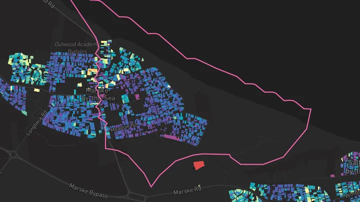 House price heatmap showing property values across Marske By The Sea