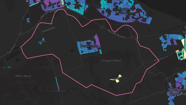 House price heatmap showing property values across New Marske