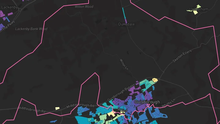 House price heatmap showing property values across Guisborough