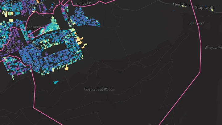 House price heatmap showing property values across Guisborough