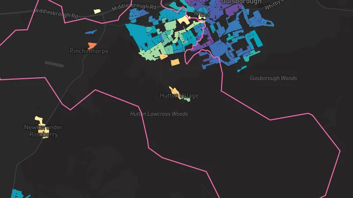 House price heatmap showing property values across Guisborough