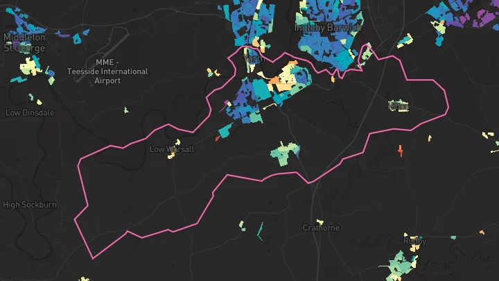 House price heatmap showing property values across Yarm