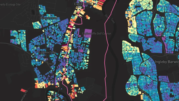 House price heatmap showing property values across Eaglescliffe
