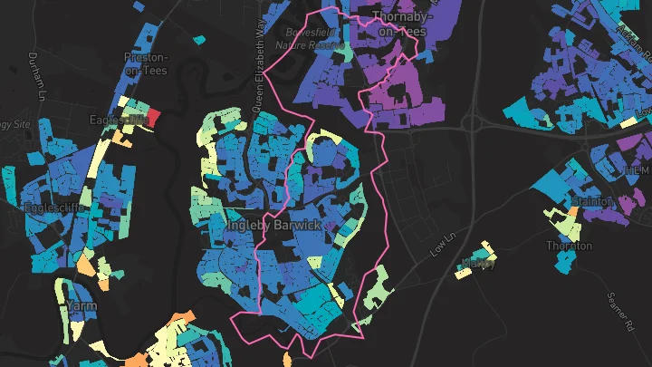 House price heatmap showing property values across Ingleby Barwick
