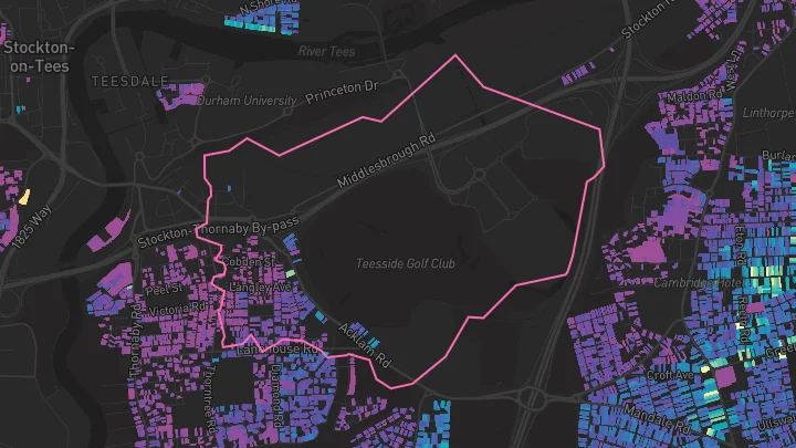 House price heatmap showing property values across Thornaby